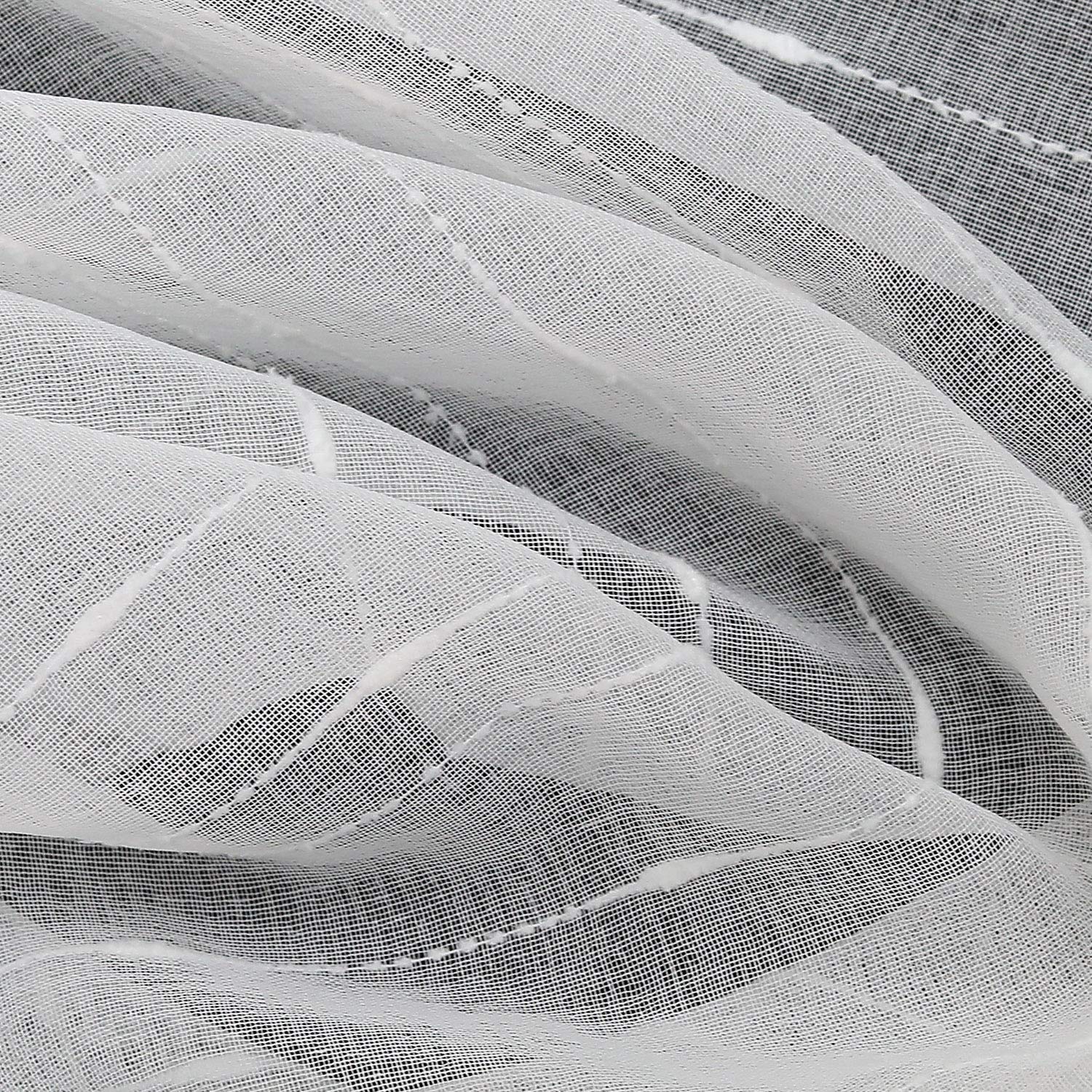 Delien Gardinen in Leinen-Optik Stores Gardine mit Streifen Muster Vorhänge Schlafzimmer transparent Vorhang Fensterschals mit Schlaufen, weiß (2er-Set, je 245x140cm)