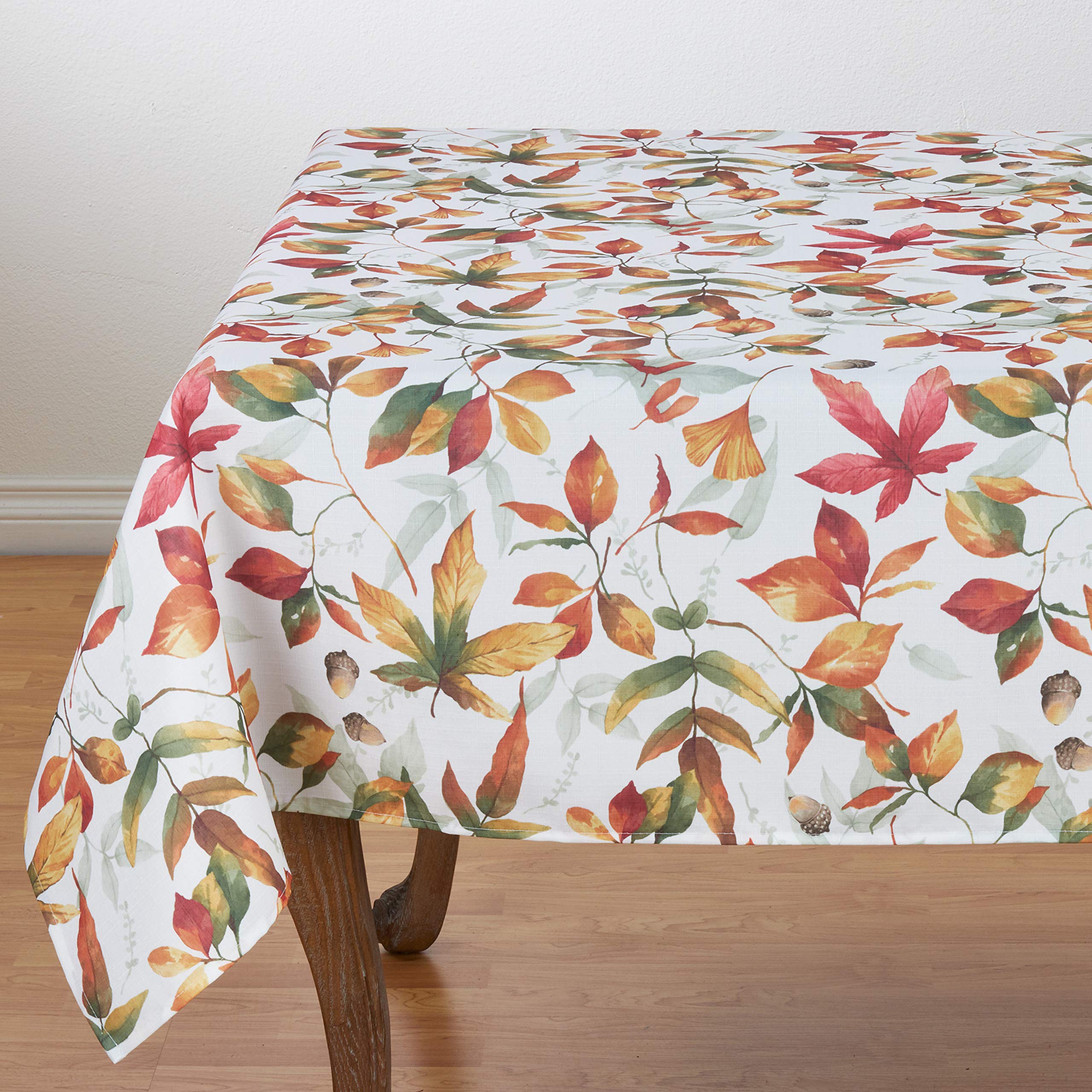 SARO LIFESTYLE 5050.M70S Feuilles Collection Soft-Toned Polyester Tablecloth with Fall Leaves Design, 100%, Multicolor