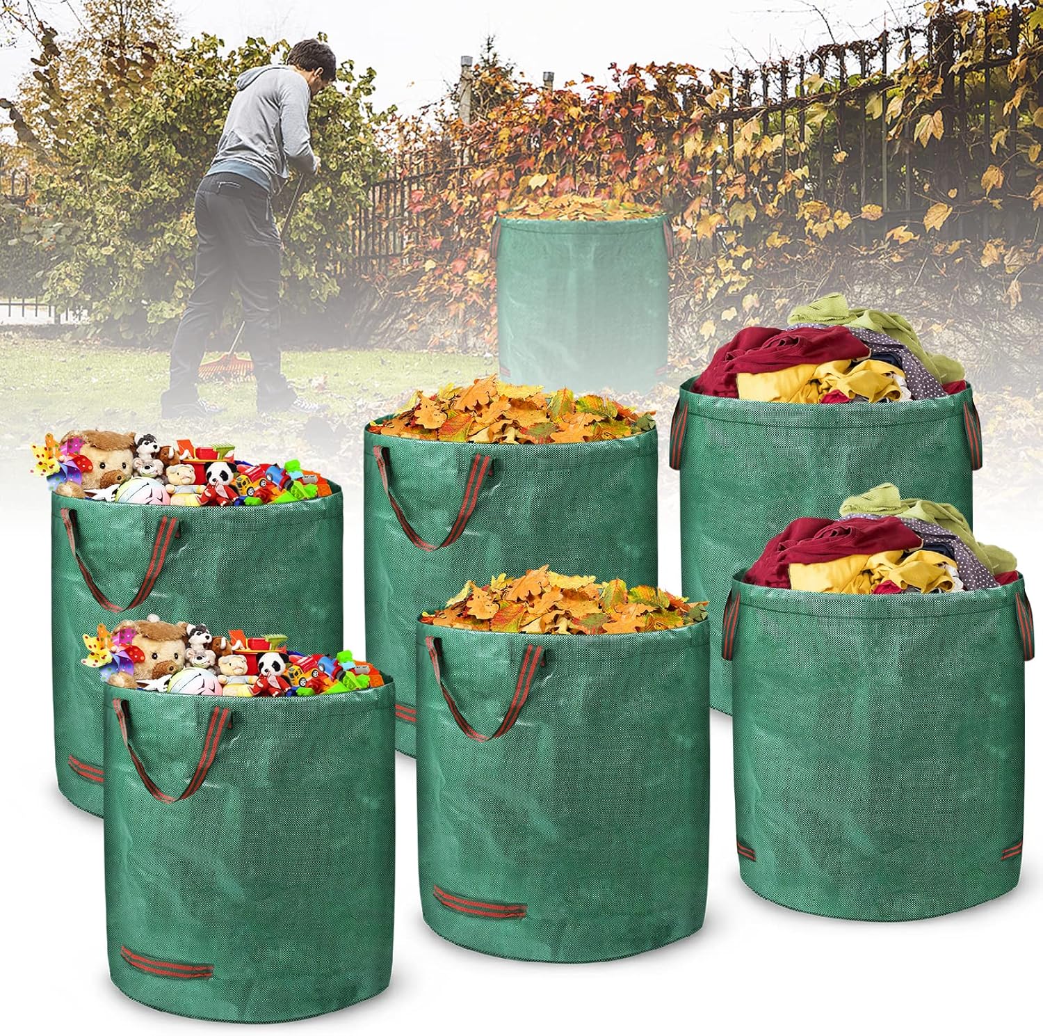 IWTTWY 6 Stück Halloween Gartensäcke - Kürbis Blattbeutel Für Garten Dekoration