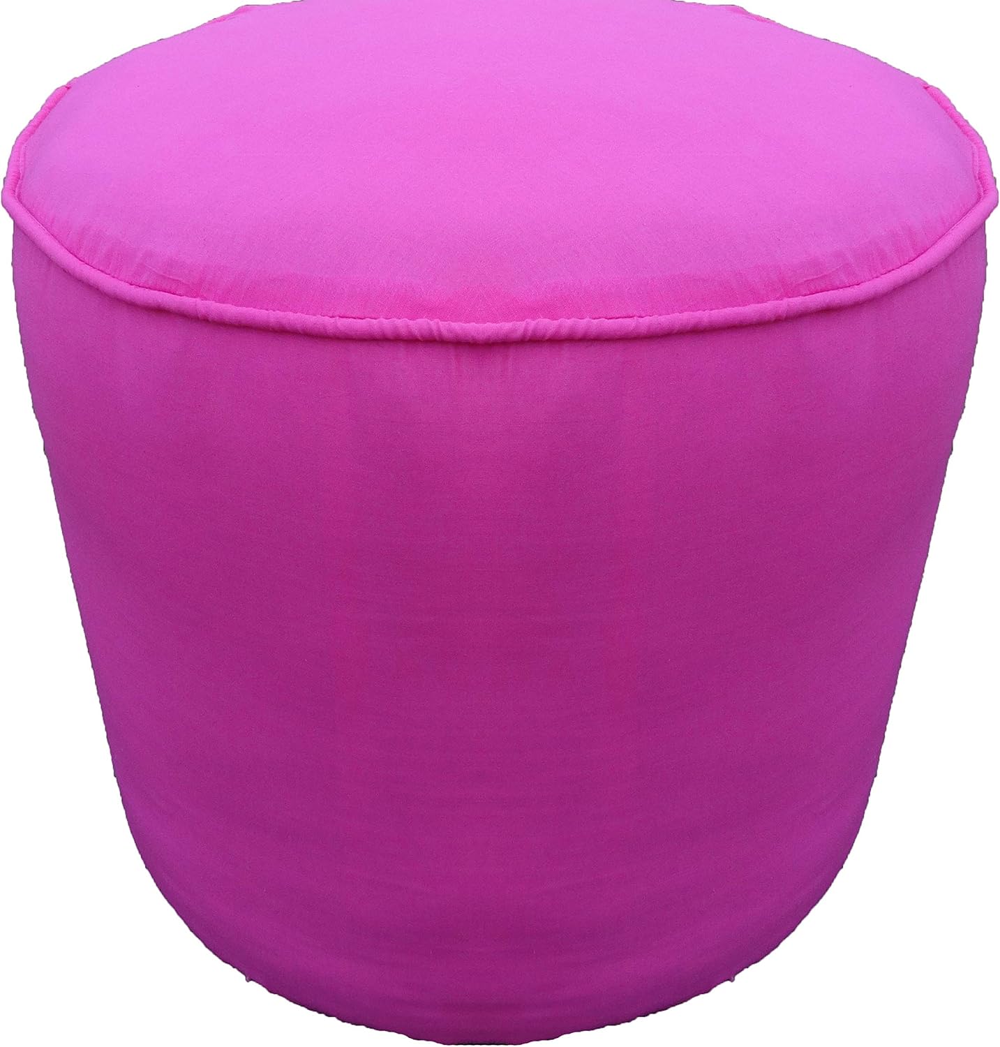 Saffron 100 Cotton Plain Piping Round Ottoman Throw Pouf