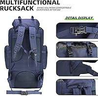 Vista 4 de King'sGuard 100L Camping Hiking Backpack Molle Rucksack Military Camping Backpacking Daypack Blue