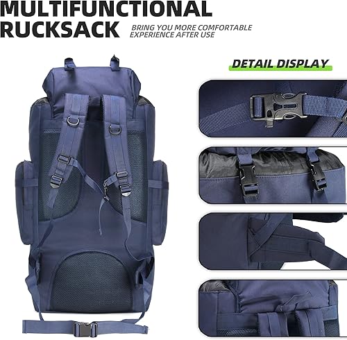 Miniatura 4 de King'sGuard 100L Camping Senderismo Mochila Molle Mochila Militar Camping Mochila Mochila, Azul, Mochila de senderismo para acampar 100l