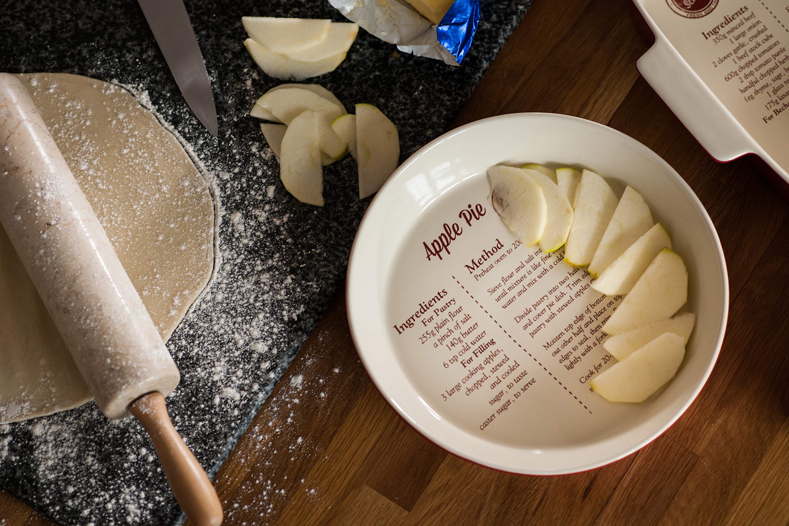 Premier Housewares Rouleau à pâtisserie avec manche en bois et support Marbre blanc 46 cm