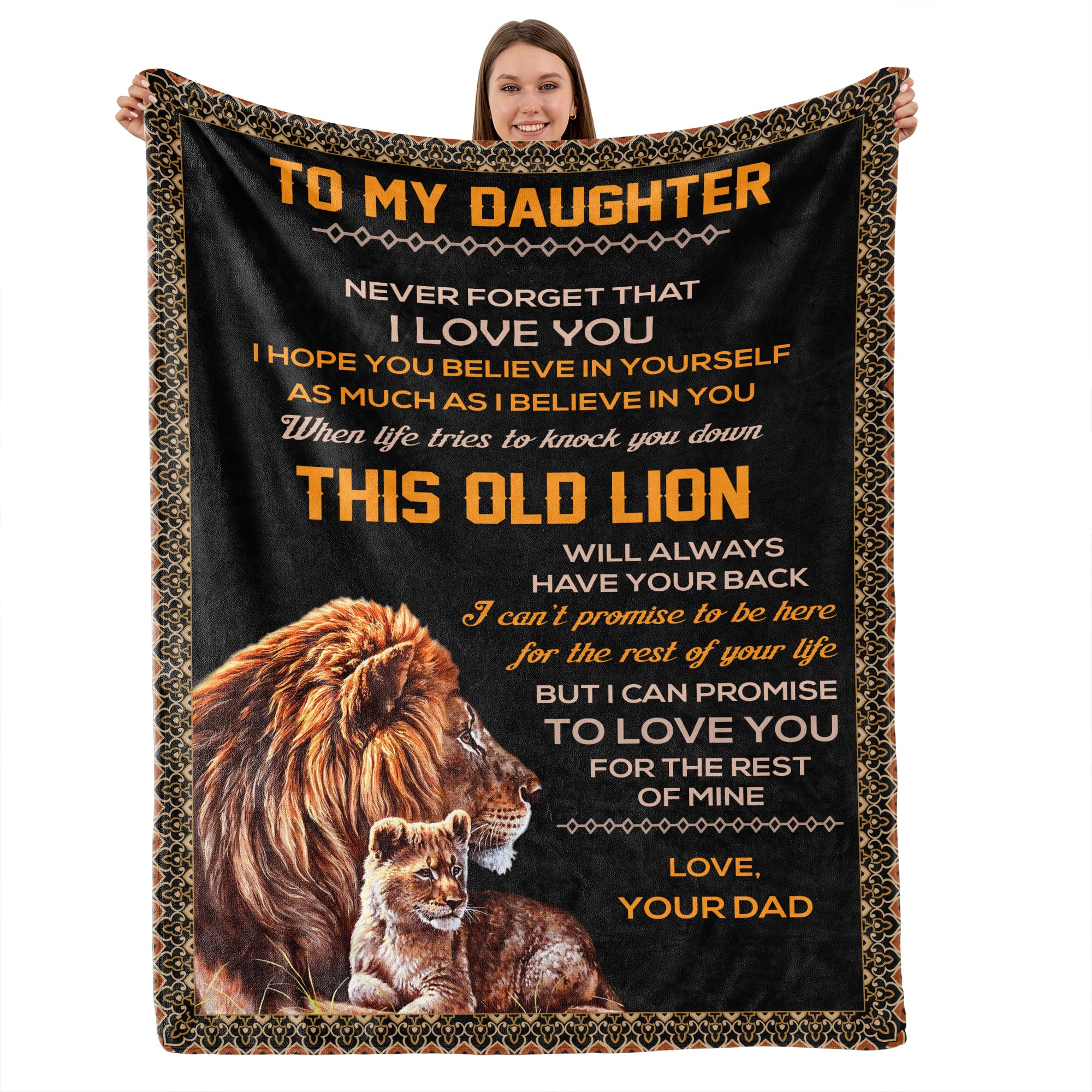 Custom Flannel Blanket Chrismas Birthday Personalization for Daughter Gift Flannel Plush Soft Bed Blanket Healing Thoughts Throws (Black, to My Daughter from Dad)