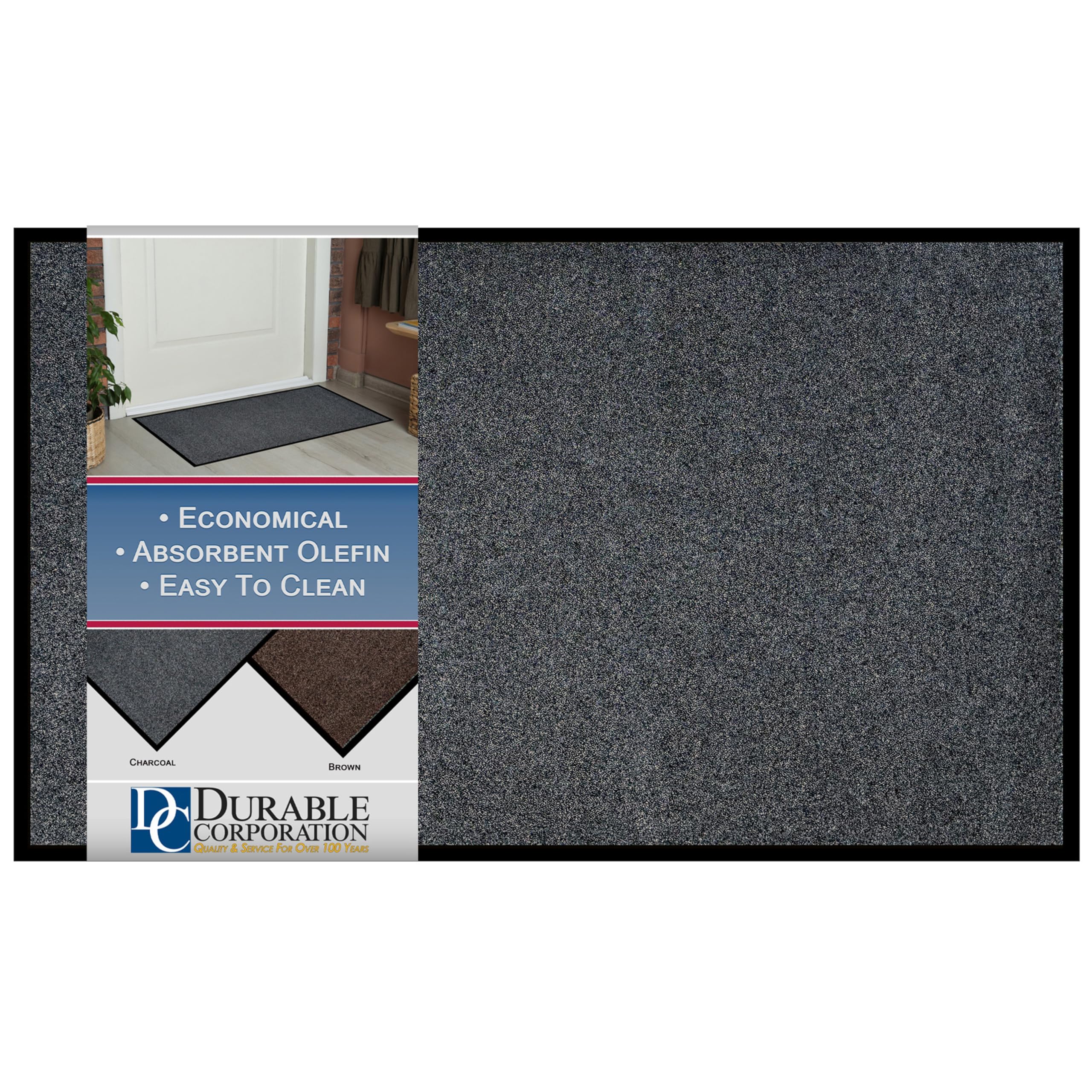 Durable Corporation-654S46 Wipe-N-Walk Vinyl Backed Indoor Carpet Entrance Mat, 4' x 6', Charcoal