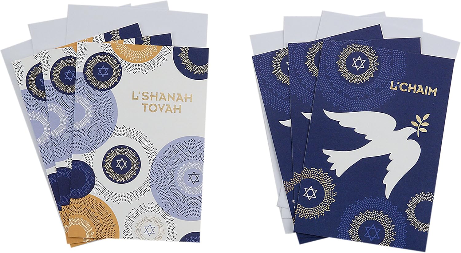 Hallmark Tree of Life Rosh Hashanah Card Assortment, L'Shanah Tovah and L'Chaim (6 cards with Envelopes), Blue