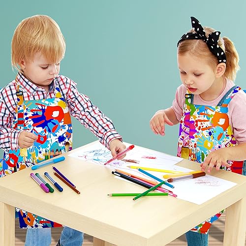 Vista 41 de BeeGreen Delantales de cocina para niños con correa ajustable, con bolsillo frontal para niños pequeños, pintores, artistas horneados negro