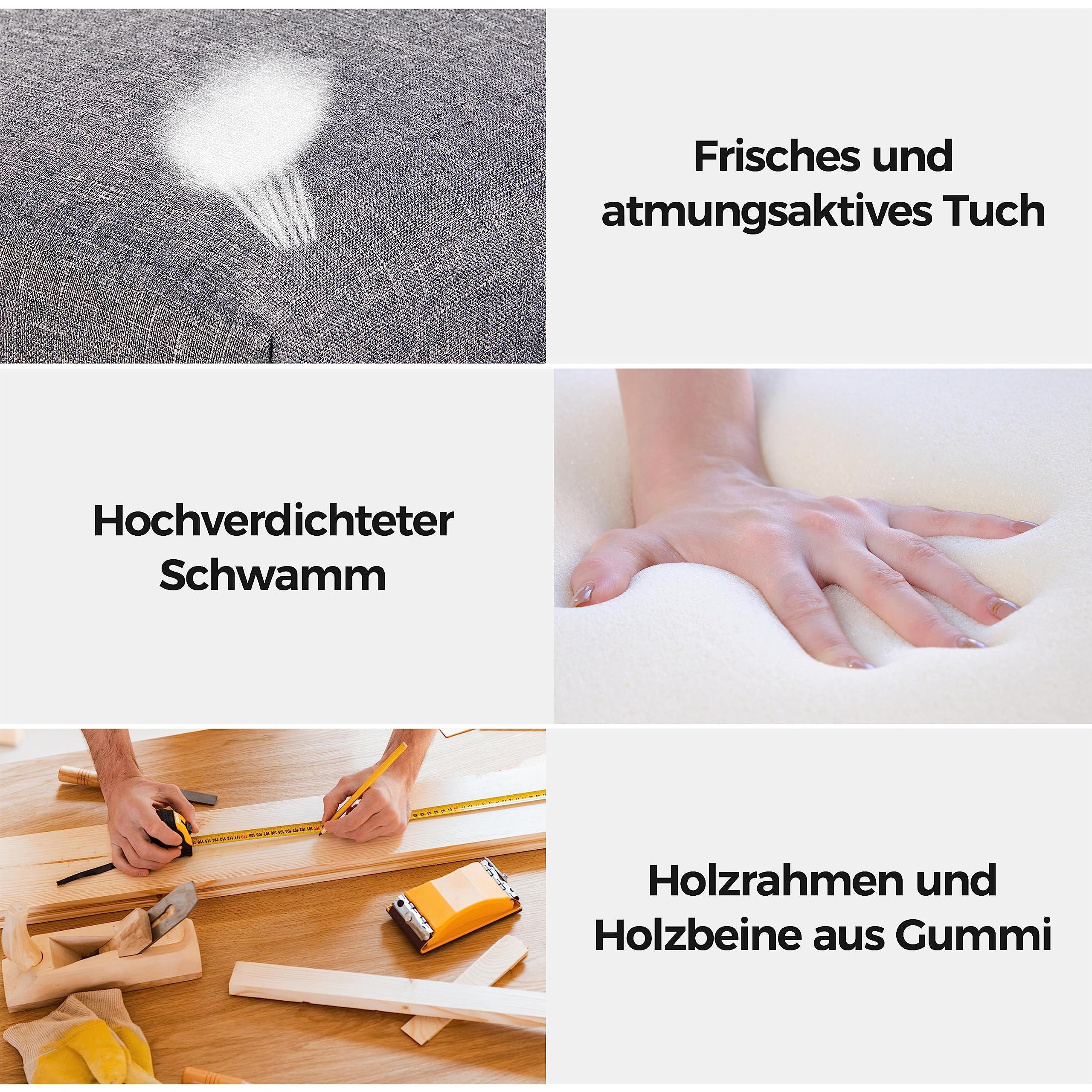 Yaheetech 6er Esszimmerstühle Küchenstuhl Polsterstuhl Wohnzimmerstuhl Essgruppe Leinen Massivholz Dunkelgrau