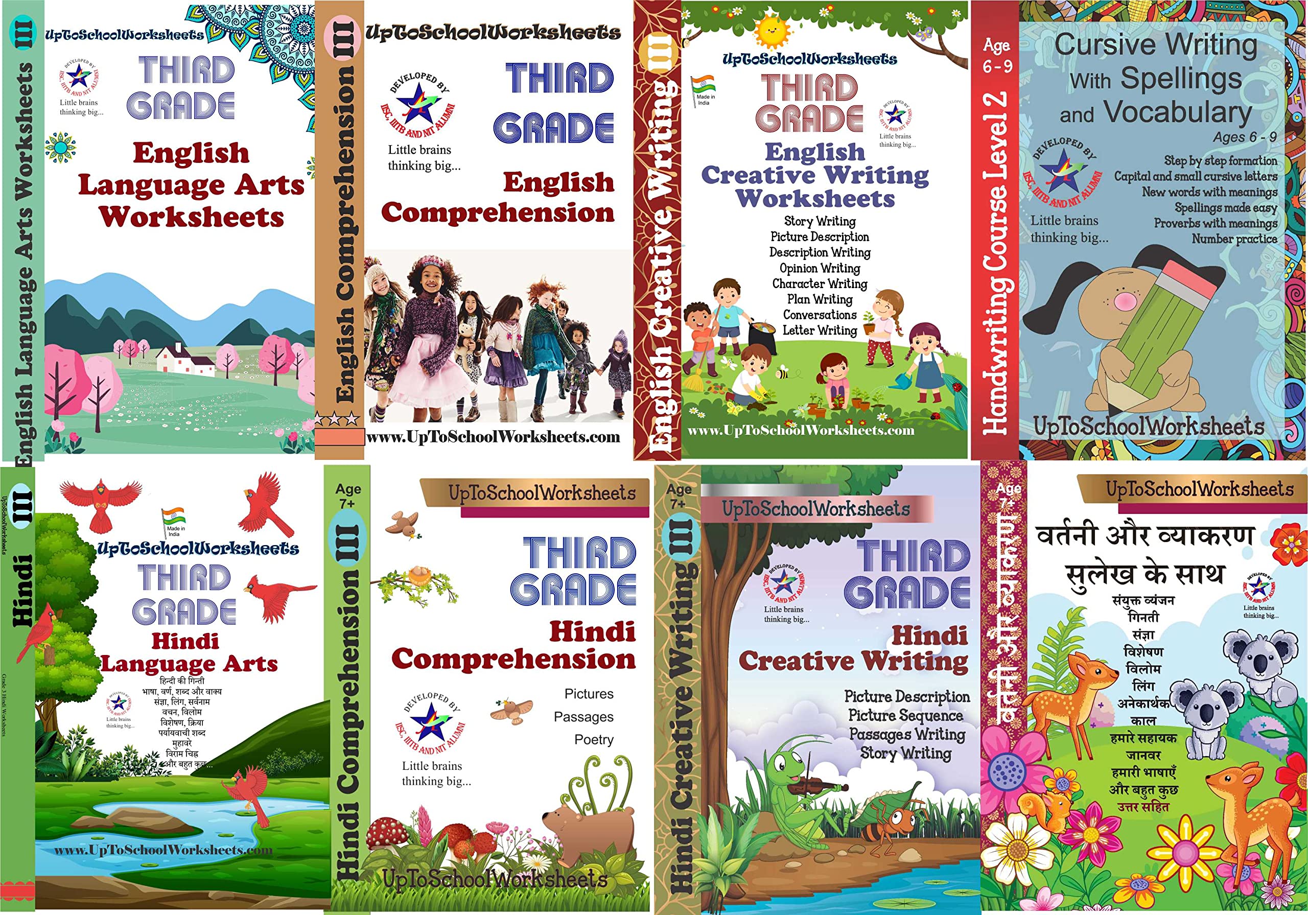 Class 3 English Language Arts(Grammar), Comprehension, Creative Writing, Hindi Language Arts(Grammar), Comprehension, Creative Writing