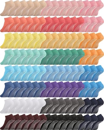 Chuarry 60 Pairs Cotton Yoga Socks Non Slip Skid Sticky Socks for Women Elderly Hospital Pilates Ballet Barre