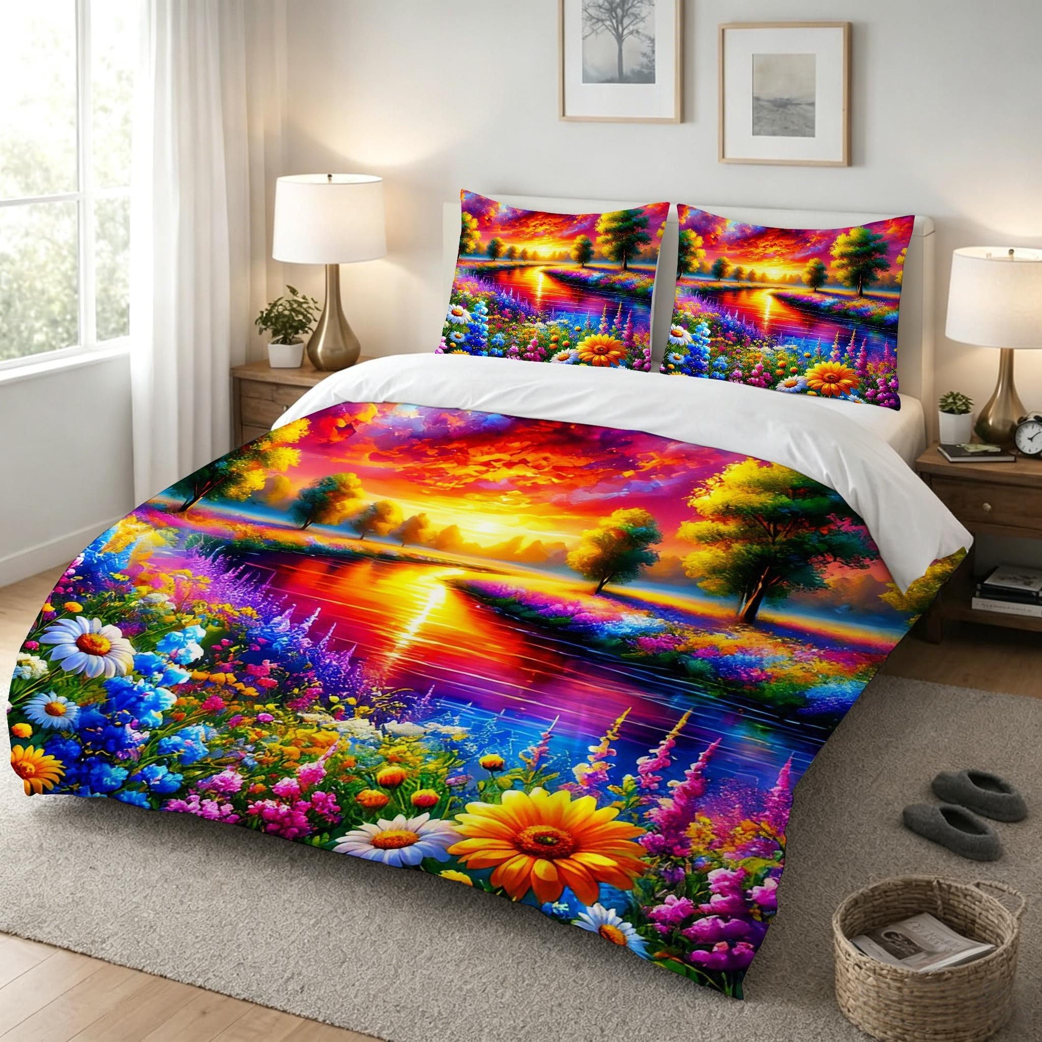 Copripiumino Matrimoniale Fiori Rossi 260x240, ZW654 | Traspiranti Durevoli Microfibra, per Tutta la Famiglia, Matrimoniale, per Tutte le Stagioni, con 2 Federe 50x80 cm