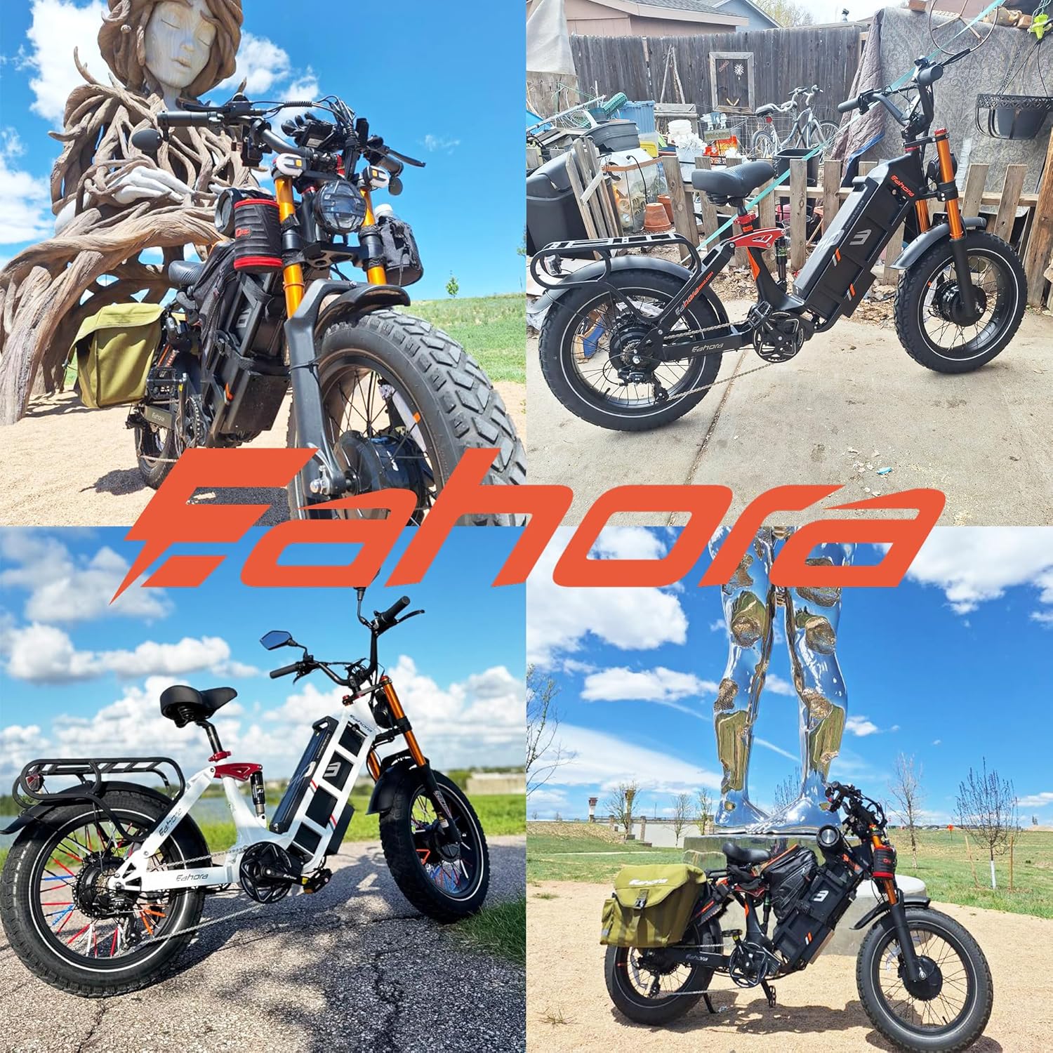 2025 eAhora Juliet Electric Bike for Adults 1200W Dual Motor Electric Bike Up to 31 MPH 20'' Fat Tire Full Suspension E-Bike for Delivery Commuting 48V 60Ah 100-200Miles Long Range Ebike+Bag