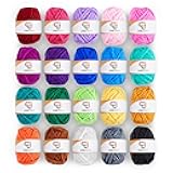 JumblCrafts Mini 20ct Yarn Set - Ideal for Knitting, Crochet. 100% Acrylic, 20 Vibrant Colors. Great for All Skill Levels
