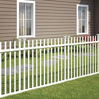 41in H x 44in W (2 Panels) No Dig Zippity Burbank Fence Kit, No Dig Fence Panels, White Vinyl Fences for Yard, Temporary Fence for Backyard, White Picket Garden Border, DIY Fence ZP19057