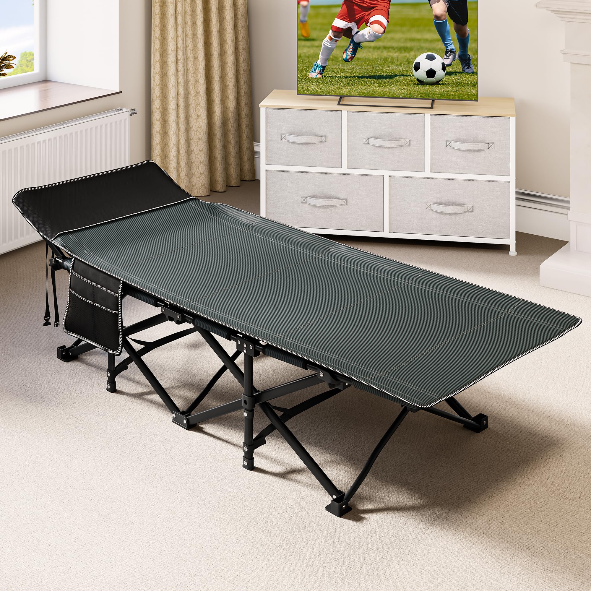 YITAHOME Feldbett Klappbar für Erwachsene, Robustes Campingbett 260 kg, Tragetasche, Schwarz