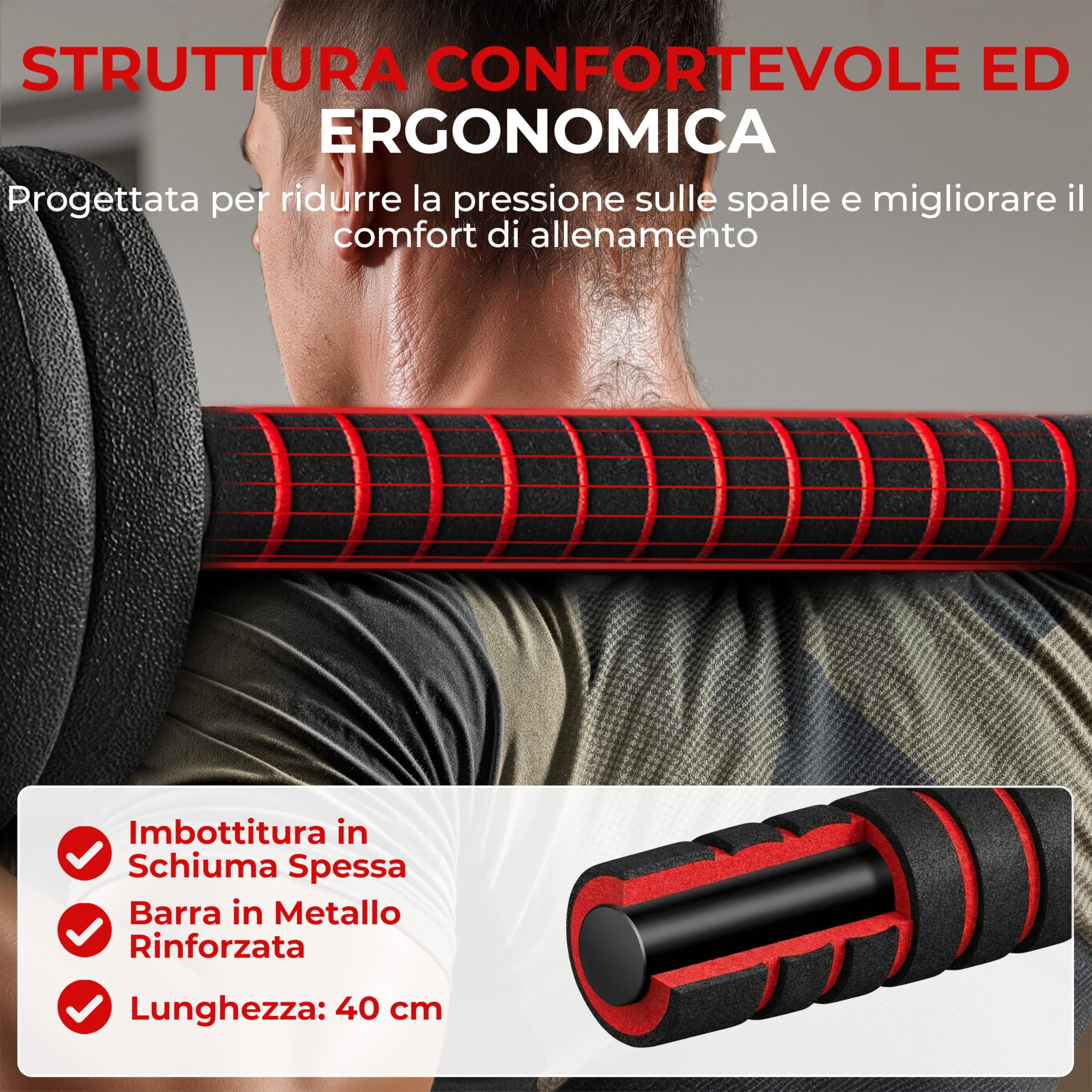 Yaheetech Set di Manubri 2 in 1 da 20 kg, Manubri Regolabili con Barra di Collegamento e 12 Dischi Pesi, Impugnatura Antiscivolo, Bilanciere Palestra per Allenamento di Forza per Fitness a Casa, Nero