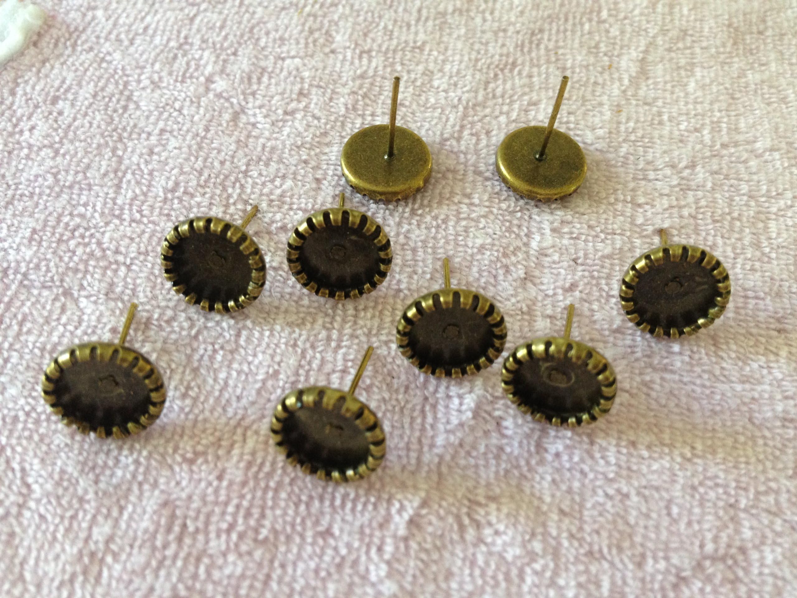 20 Piece Antique Bronze Bezel 8mm Cup Post Stud Earring Findings