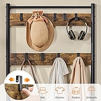 Vista 6 de Yaheetech - Perchero, 3 en 1, árbol de pasillo con banco y almacenamiento para zapatos, banco independiente para entrada con perchero, Marrón rústico