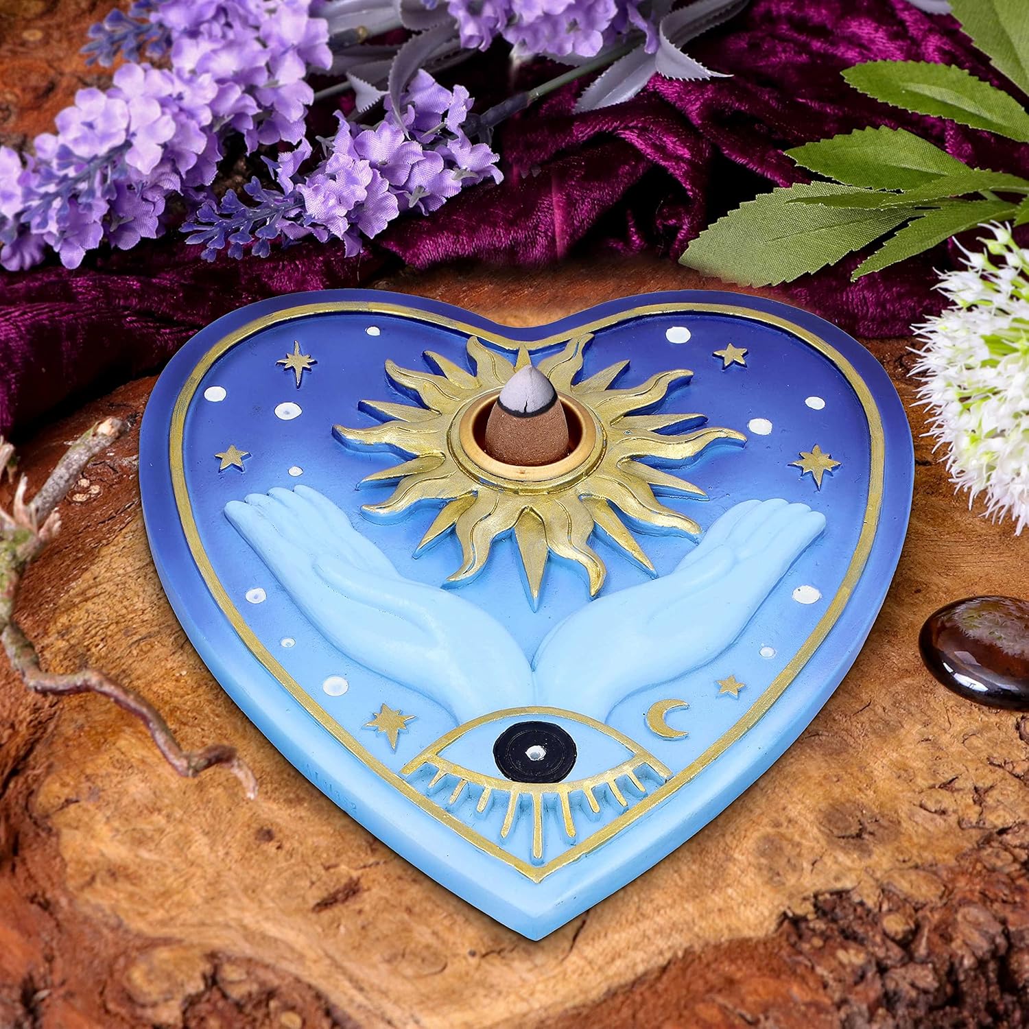 Nemesis Now Fortunes of the Sun Incense Burner 15cm, Resin, Palmistry Incense Holder, Sun and Stars Palmistry Design, Cast in the Finest Resin, Hand-Painted, Holds Incense Cone