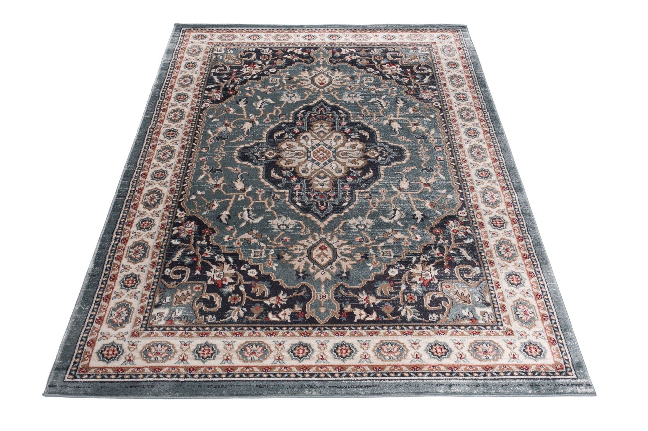 Mazovia Tappeto Salotto Moderno Pelo Corto - Tappeti Moderni Soggiorno - Tappeti Camera da Letto - Tappeti Salotto Grandi Dimesnioni - Motivo Orientale - Blu Nero - 200 x 300 cm
