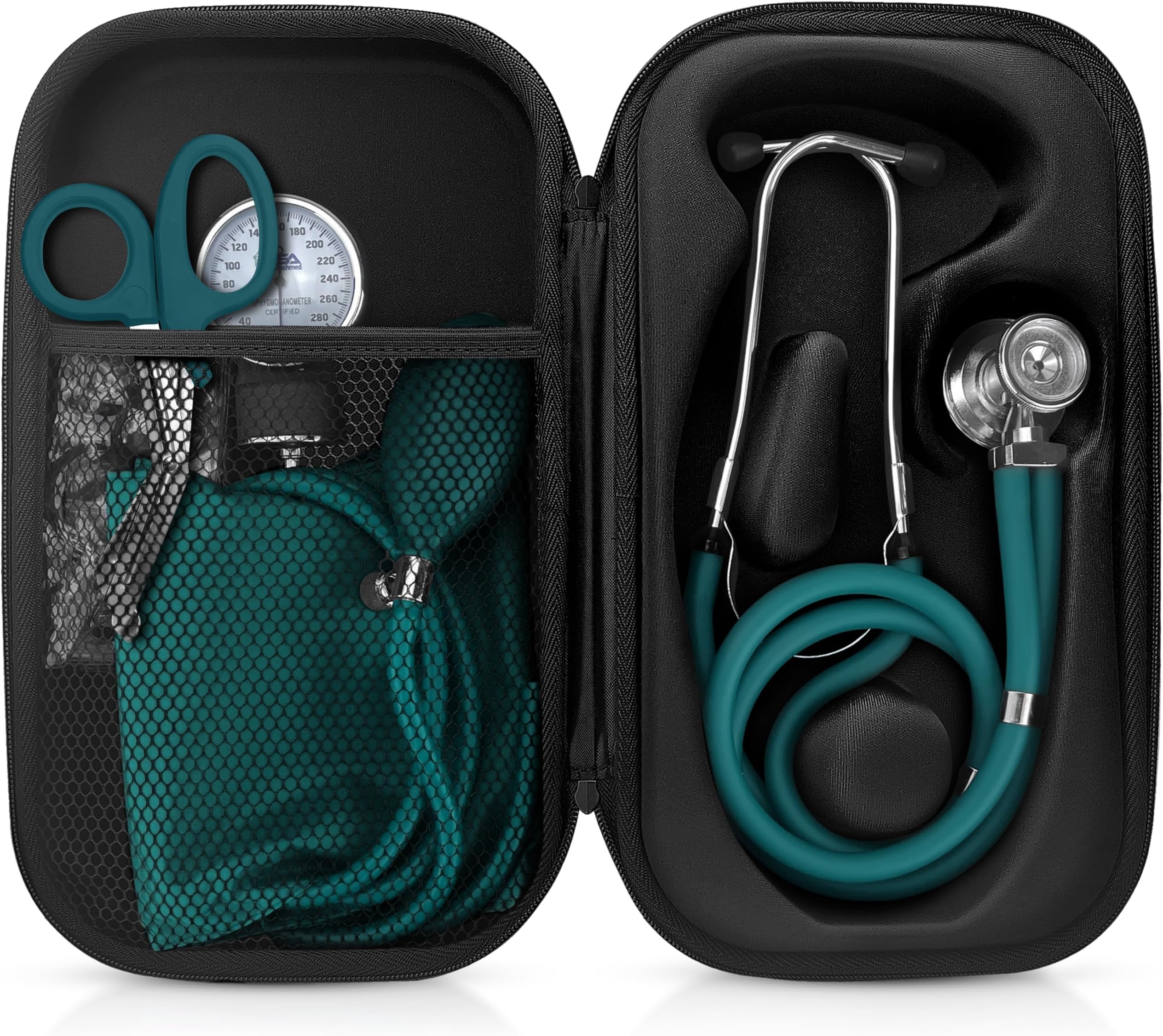 Medical Starter Kit – Stethoscope, Durable Blood Pressure Monitor, EMT Shears & Protective Carrying Case – Ideal for Healthcare Students & Professionals, Teal