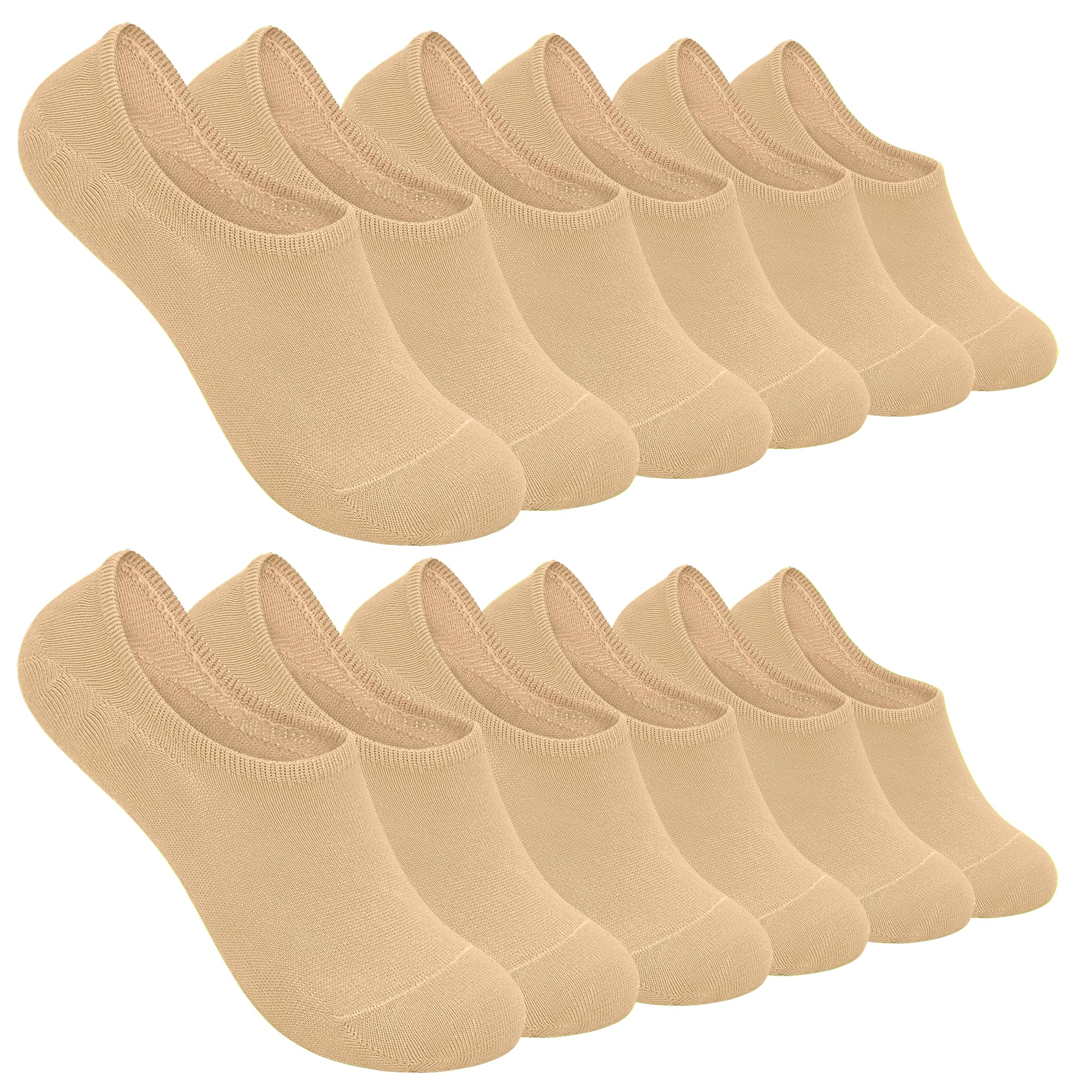 SERISIMPLE Low Cut Thin Womens Viscose Bamboo Socks No Show Invisible Non Slip with Grips Lightweight Liner Flats 6 Pairs
