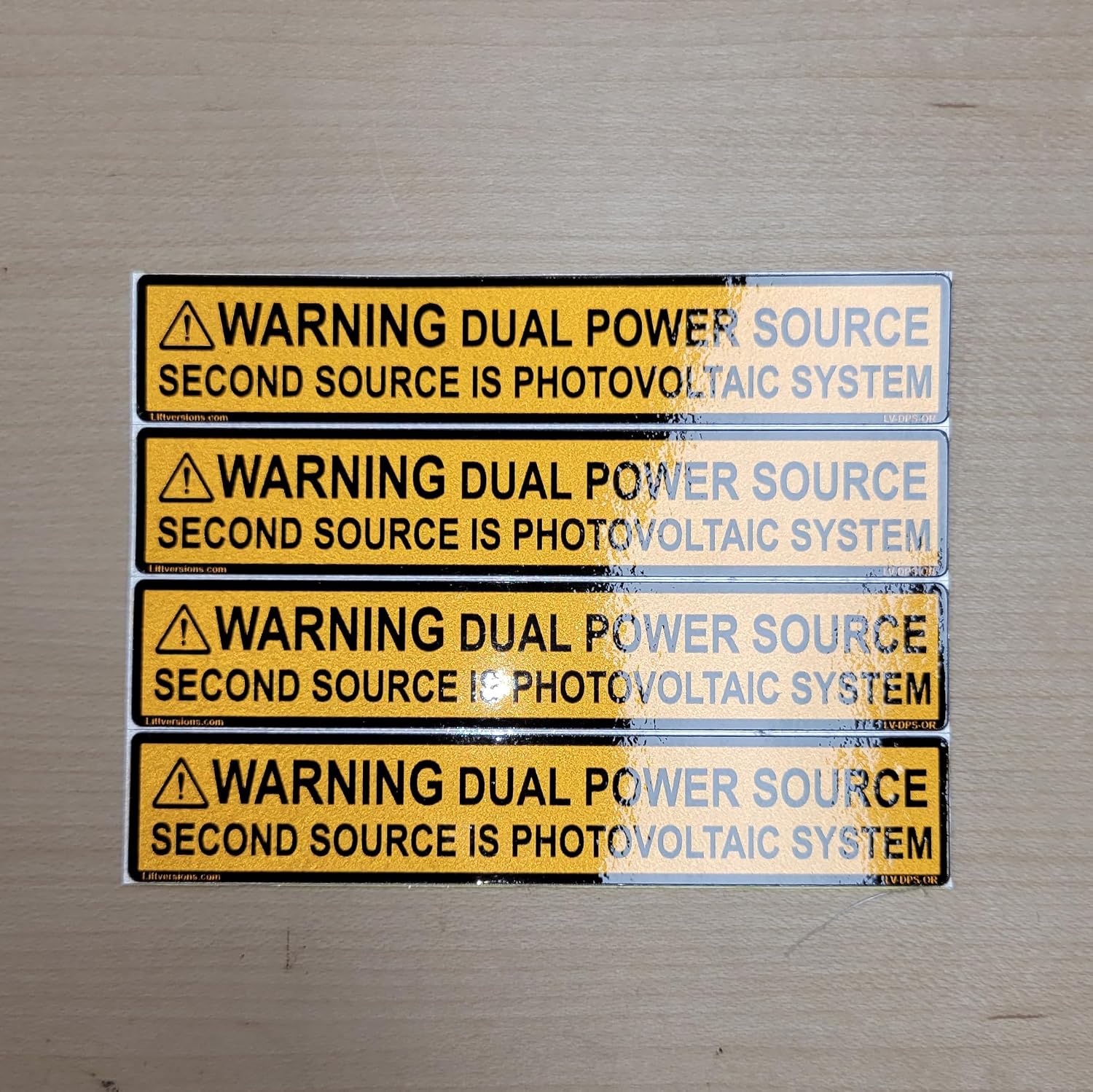 10 Pack 4.125"x 0.75" Reflective Solar NEC Complaint Warning Dual Power Source Photovoltaic PV System Laminated Labels Sticker 149887 596-00665 596-00495