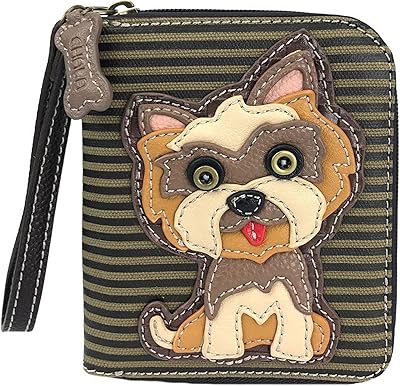 Chala Yorkshire Terrier Zip-Around Wristlet Wallet - Dog Mom Gift Yorkie