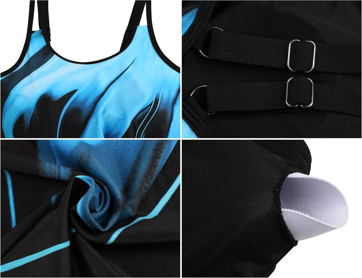 Hilor Women's Tankini Tops Tummy Control Swimsuits Modest Swimwear Loose Fit Bathing Suit Tops Swim Top Only No Bottom