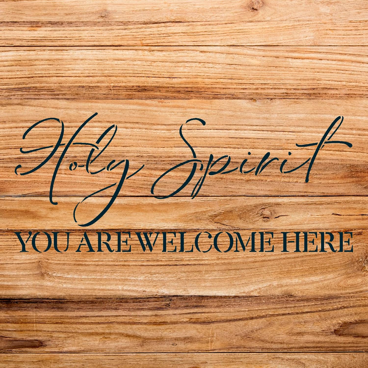 Holy Spirit Welcome here Stencil for Walls and Crafts, Reusable Mylar Template, Inspirational Design for Religious Home Decor and DIY Projects - Size A2 (23.4" x 10.8")