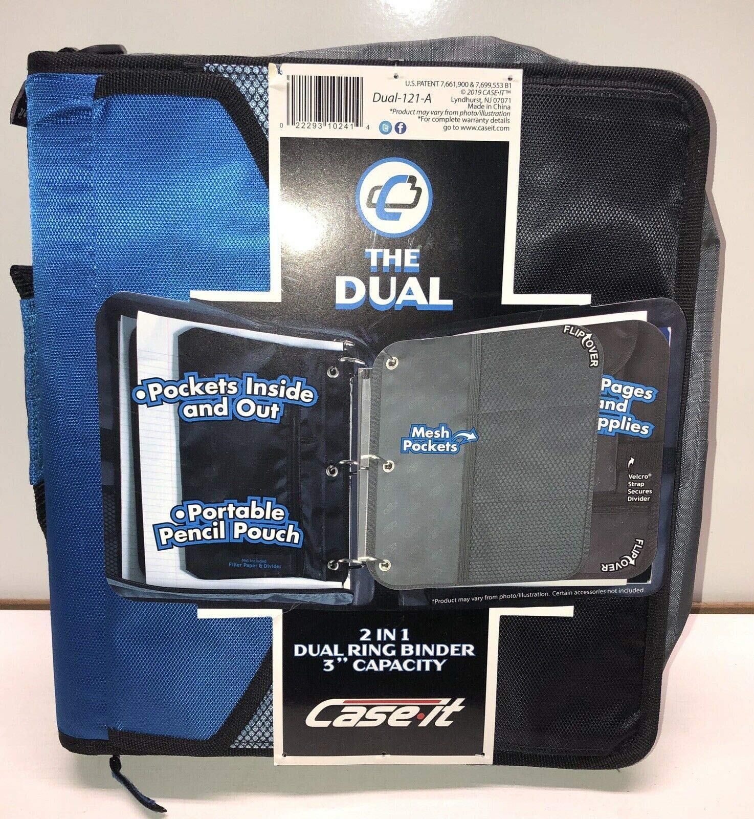 Amazon.com : Case-it The Dual 2-in-1 Zipper - Two 1.5 Inch D-Rings