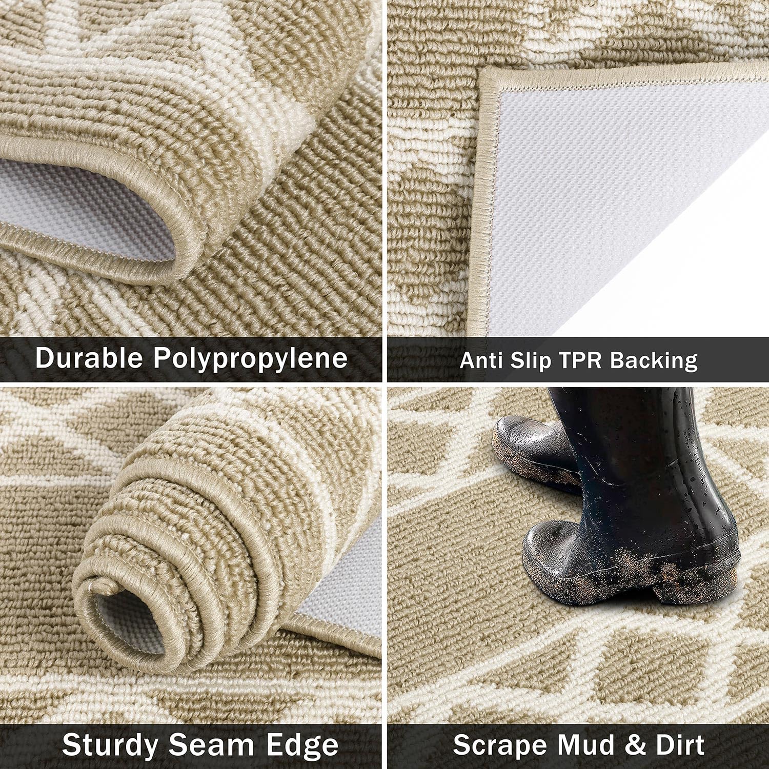 SHACOS Beige Runner Rug for Hallway 50 x 150 cm Non Slip Hall Runners Washable Hallway Runner Rug Narrow Rugs Entrance Carpet Runners for Kitchen Entryway - Image 3