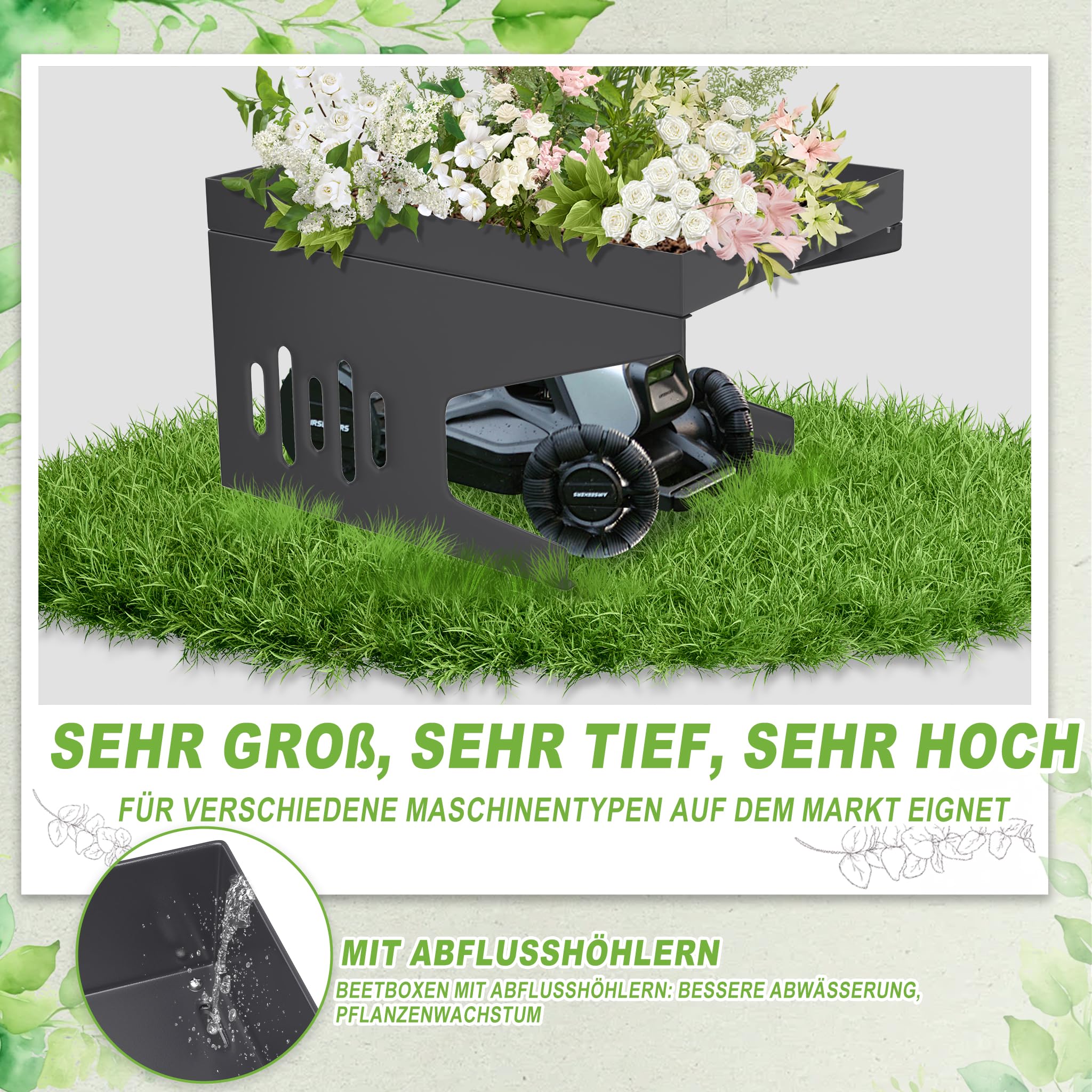 YRHome Kosiarka garażowa, dach 70 x 60 x 42,5 cm, metalowy dach kosiarki, wiata garażowa, kolor antracytowy