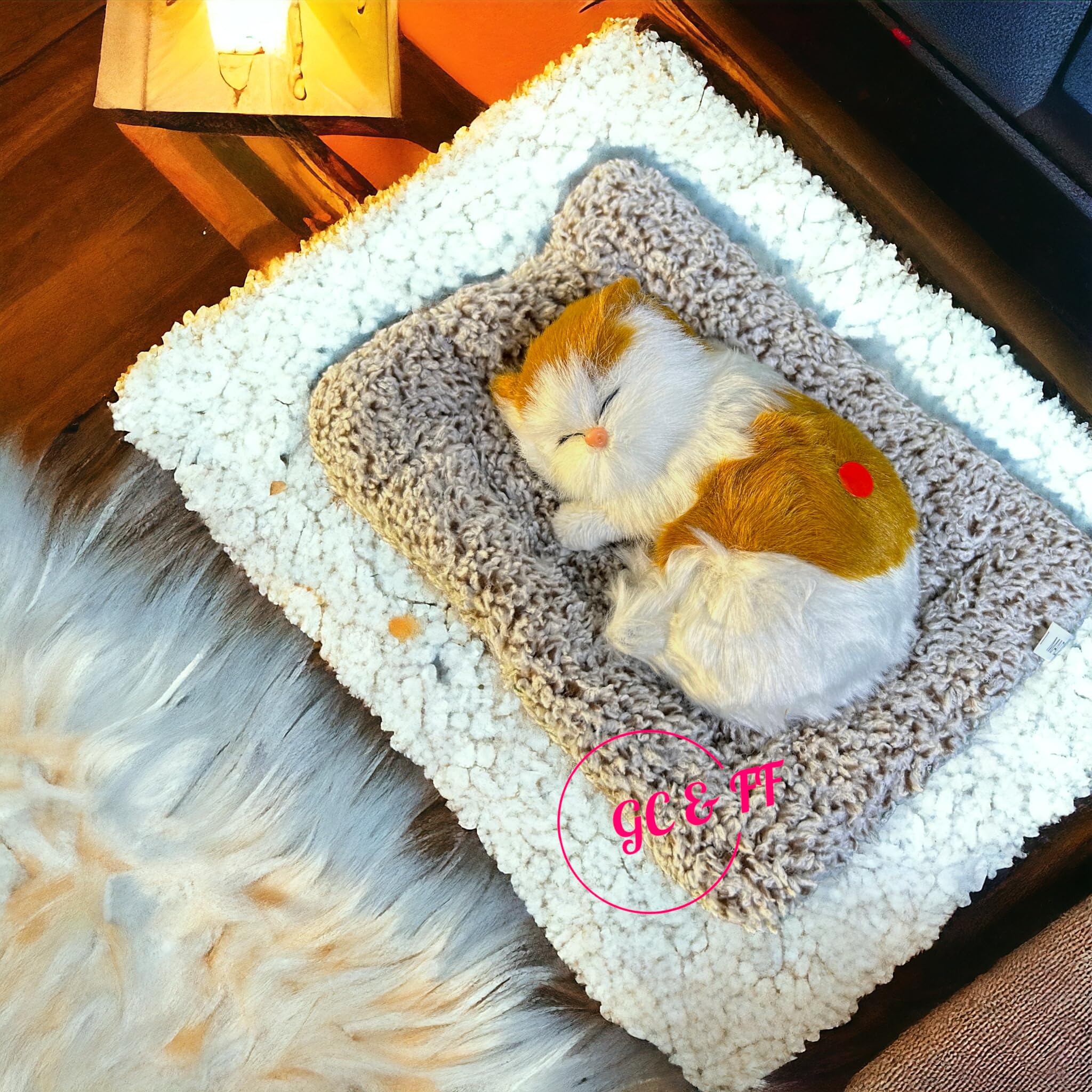 Gracie Collection's Imported Dashboard Decor Small Musical Sleeping Cat Interior Décor Soft Toy Showpiece for Car & Home Decorative Showpiece .(Mix Colour & Mix Design)