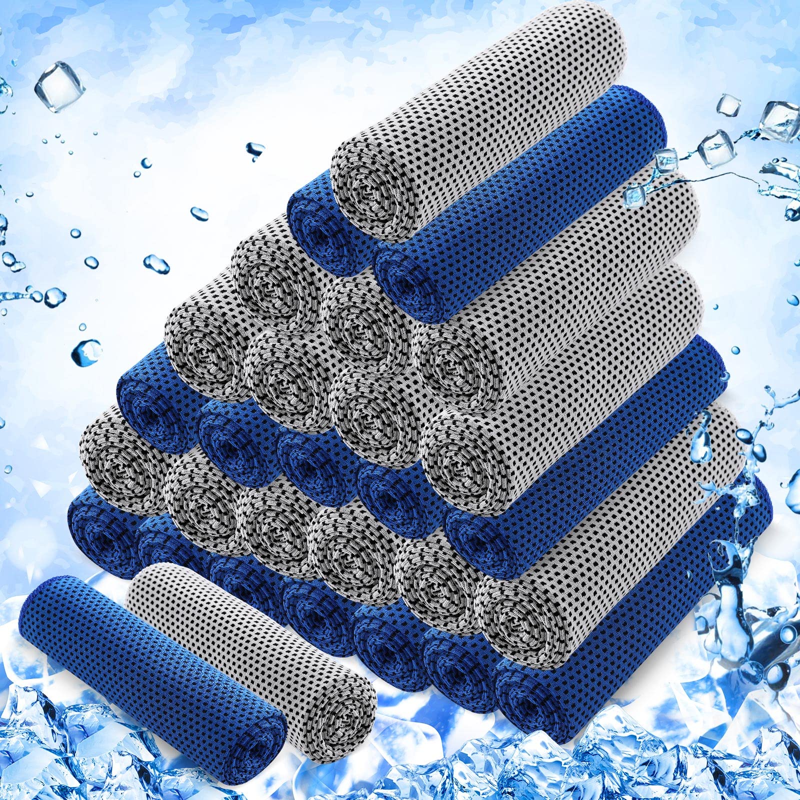 30 Pcs Cooling Towels 40in x 12in Ice Towel Breathable Soft Chilly Sweat Towel Workout Towels for Gym Cooling Towels for Neck and Face for Yoga Golf Sports Running Camping