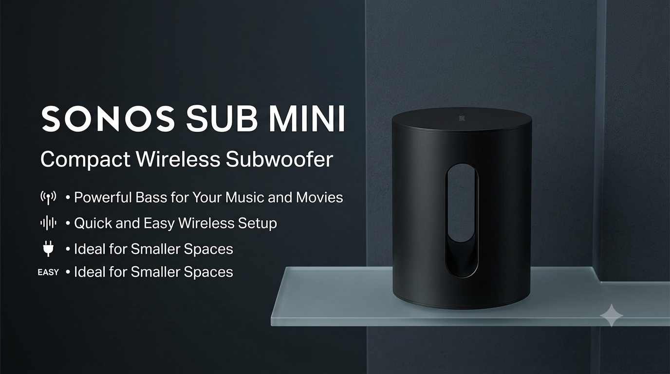 Watch Sonos Sub Mini Review Compact Wireless Subwoofer Black on