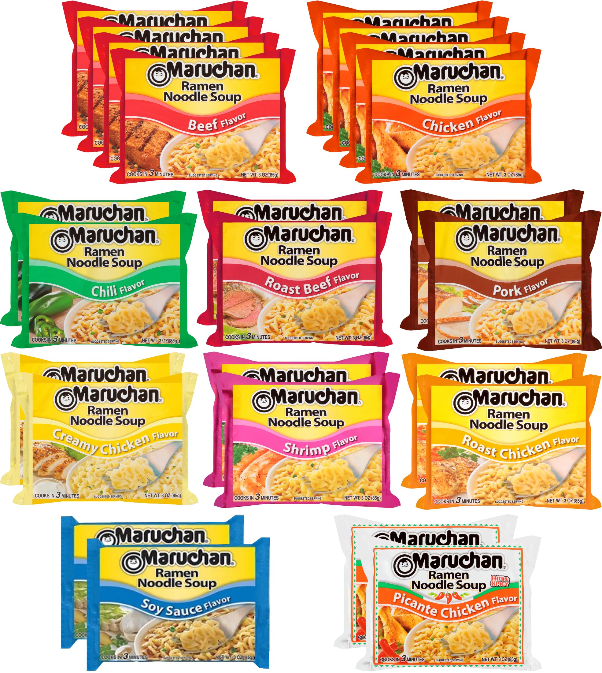 Amazon.com: Maruchan Ramen Noodle Soup, 24 Count 10 Flavor Variety