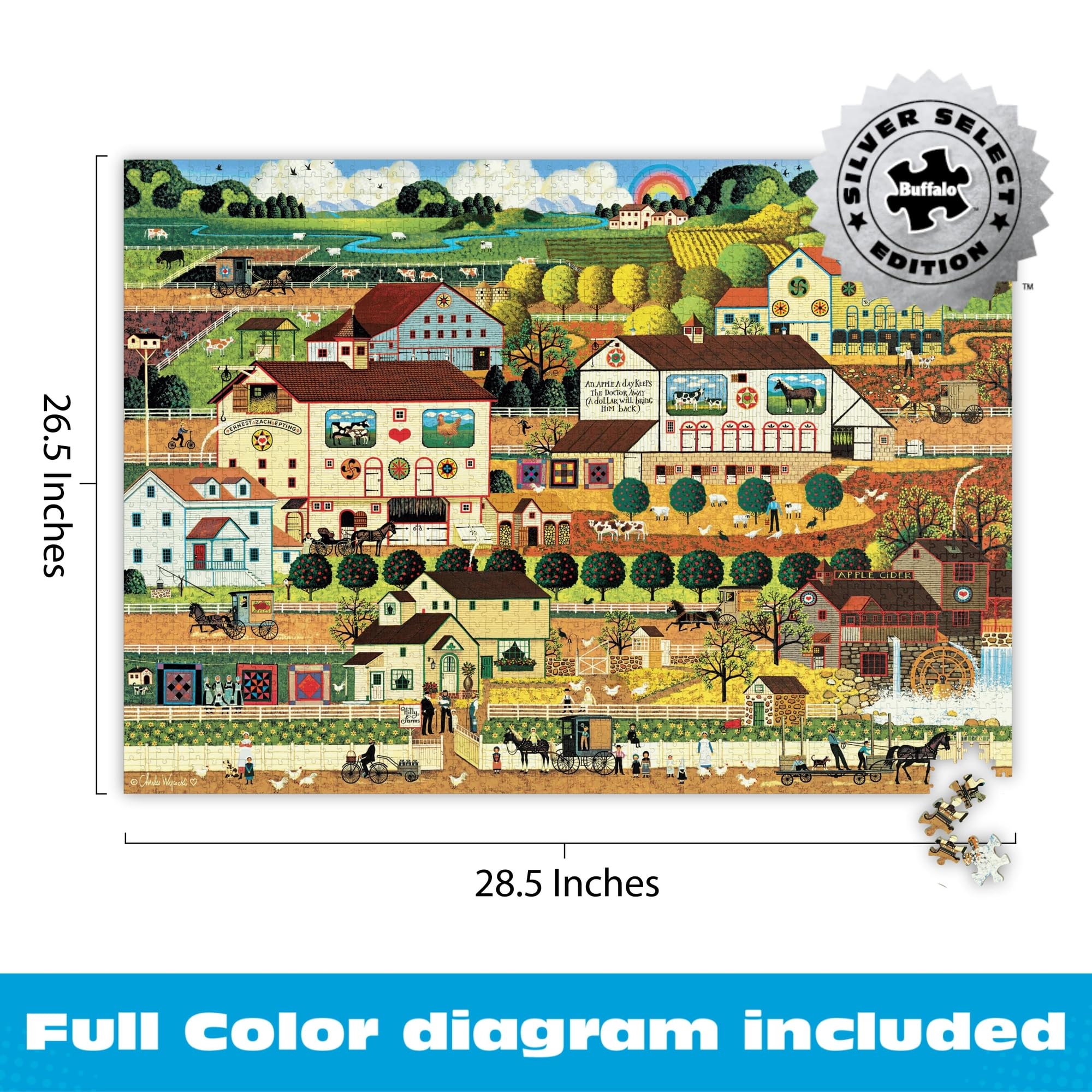 Buffalo Games - Silver Select -Charles Wysocki - Amish Country - 2000 Piece Jigsaw Puzzle for Adults - Challenging Puzzle Perfect for Game Nights - Finished Size is 38.50 x 26.50