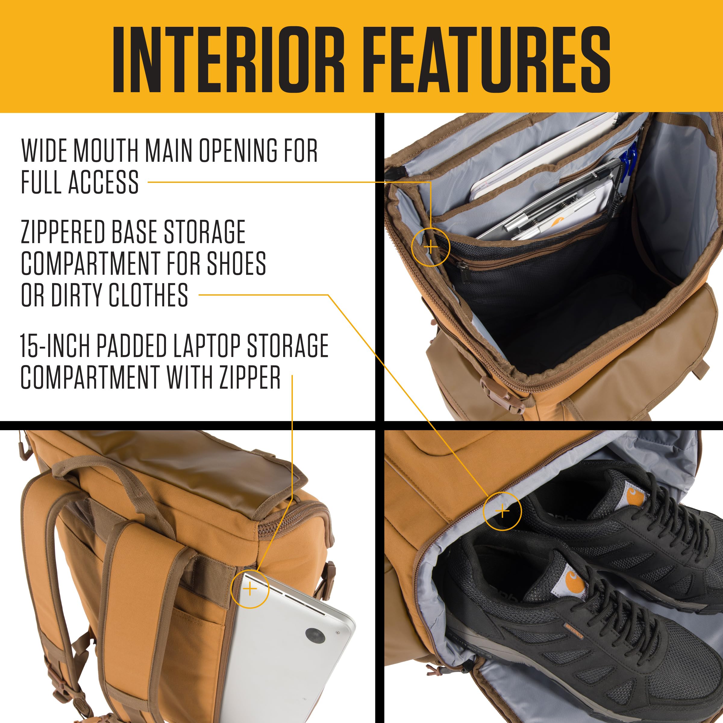 Carhartt, Mochila impermeable unisex de nailon de 35 L, resistente, con funda para portátil de 15 pulgadas, Asfalto, Talla única