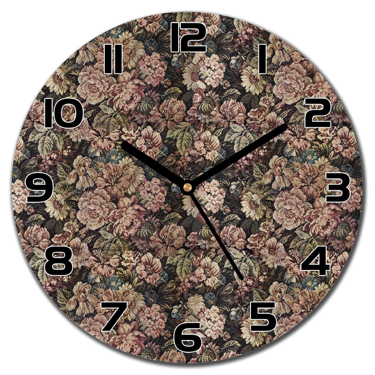 Horloge en verre moderne de 30 cm avec impression florale haute définition