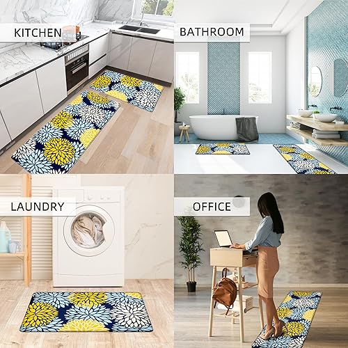 Miniatura 113 de Juego de 2 tapetes de cocina acolchados antifatiga, impermeables, antideslizantes, tapete de espuma viscoelástica, tapete cómodo para fregadero