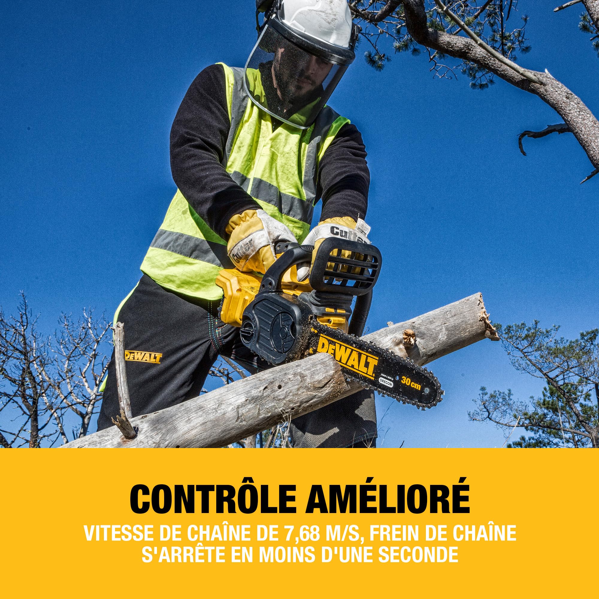 DEWALT - Tronçonneuse Compacte Brushless XR 18V 30cm, Outil Seul, DCM565N-XJ