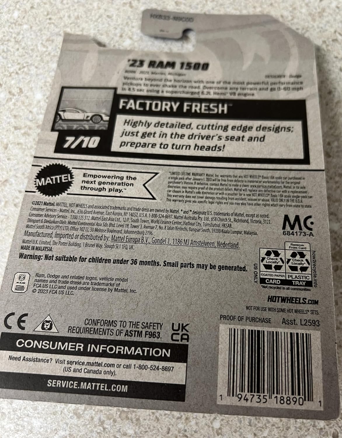 Hot Wheels Red 23 Ram 1500 97/250 Factory Fresh 7/10 New for 2024 (1:64 Scale)