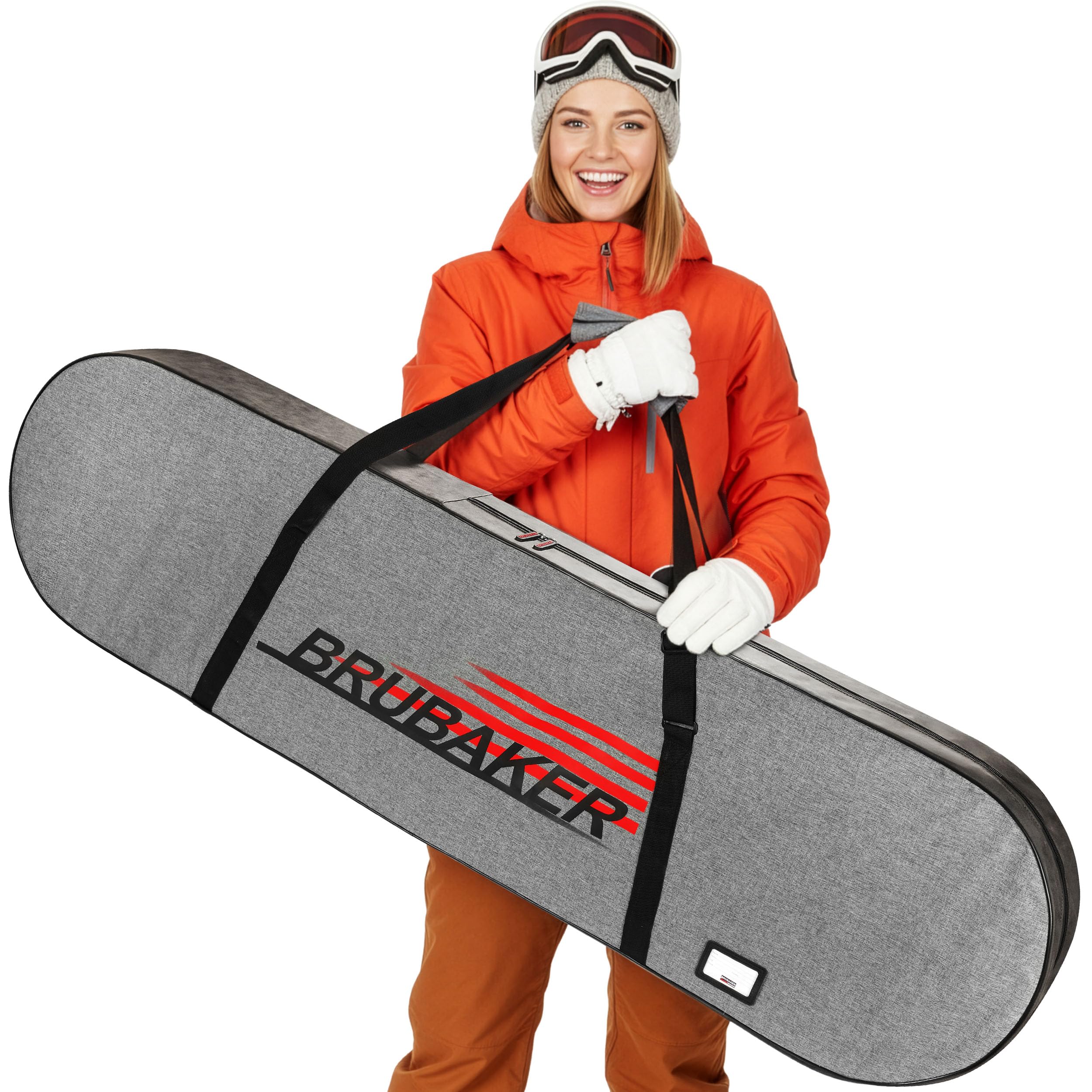 BRUBAKER Snowboardtasche Velocity Performance - Snowboard Aufbewahrung Tasche mit Verstellbarem Tragegurt und Namensschild - Snowboardbag - Schwarz, Grau und Rot