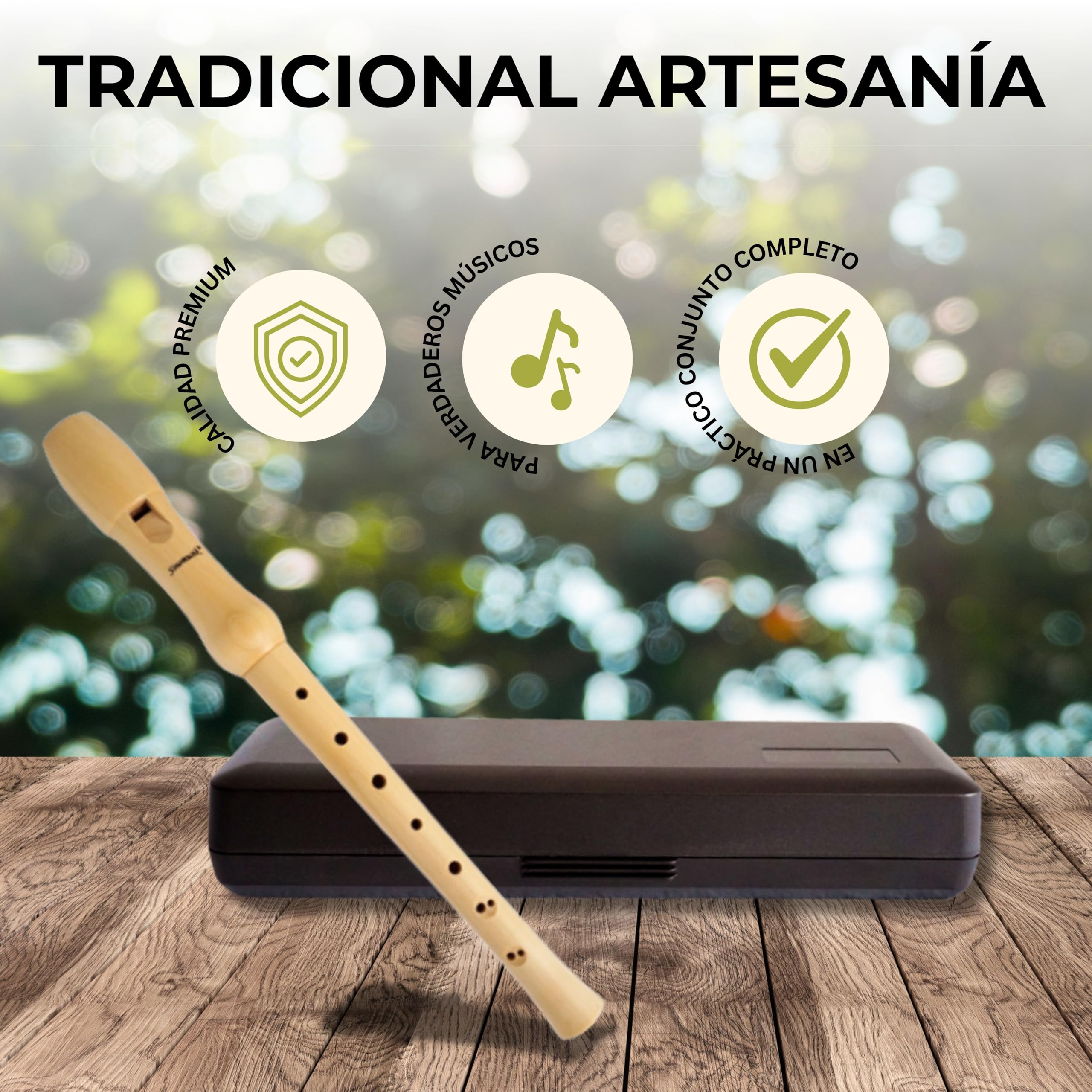 Flauta C-Soprano FUNDACIONES BARROCA digitación de madera en un juego completo | TAMBIÉN disponible como digitación alemana (seleccionable)