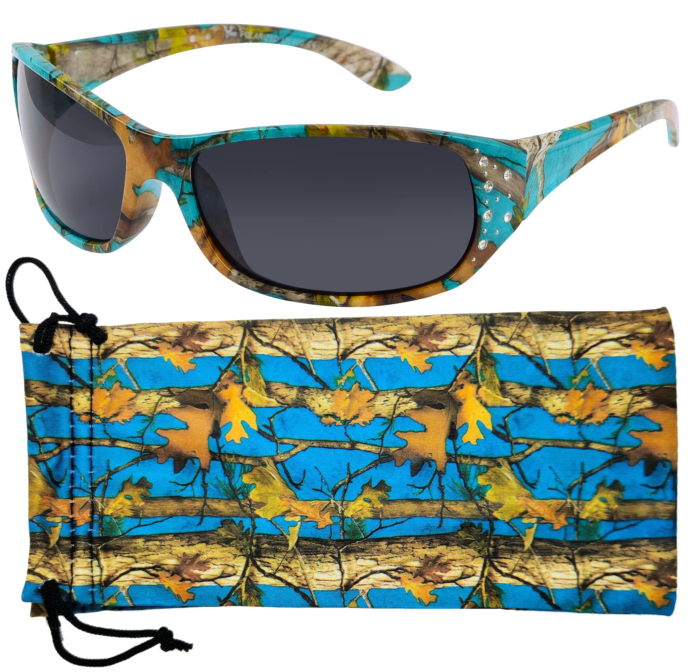 Polarized Hot Pink Camo Sunglasses for Women - Elettra - Free Matching Microfiber Pouch