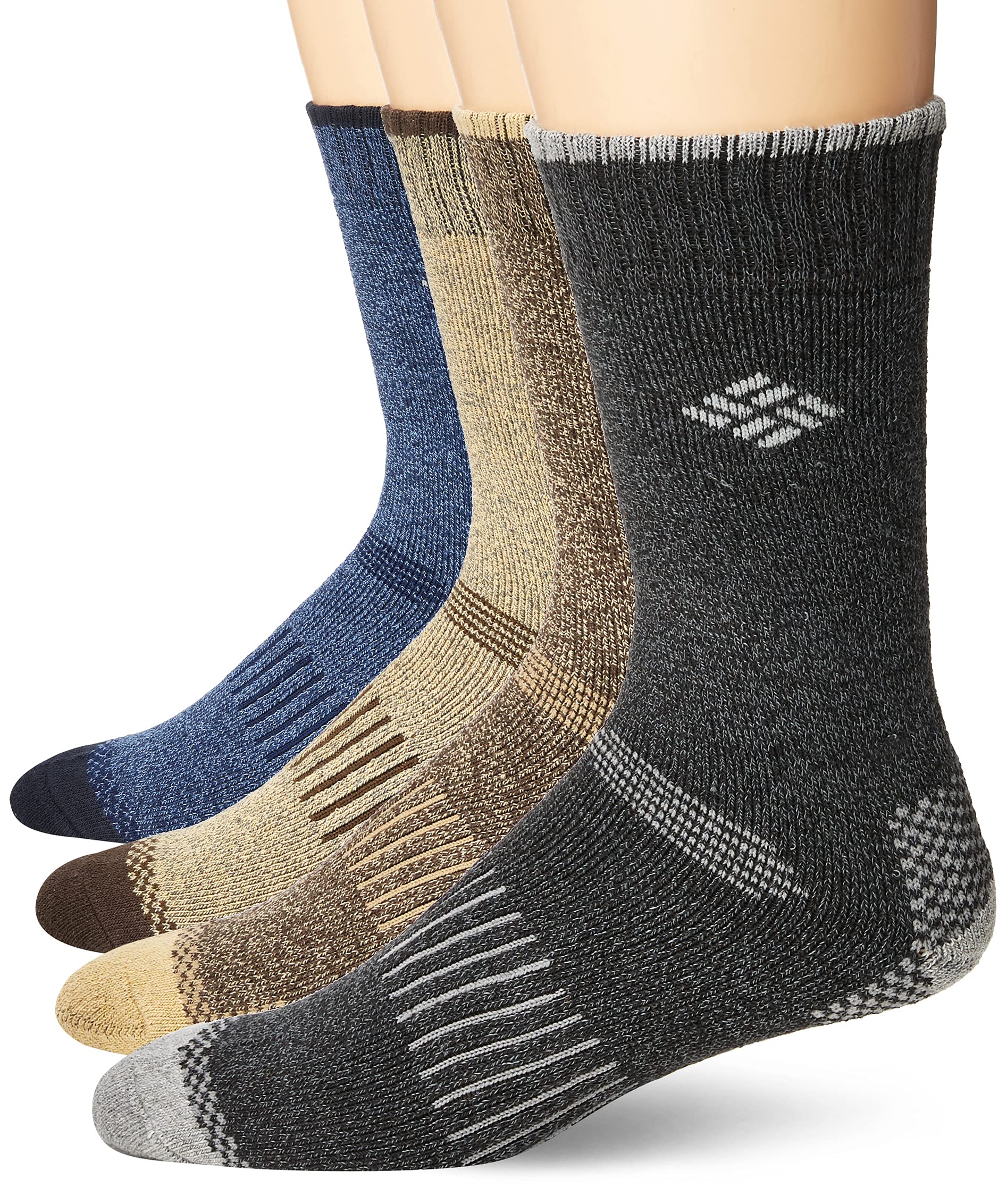 ColumbiaMen's 4 Pack Mid-Calf Check Crew Socks