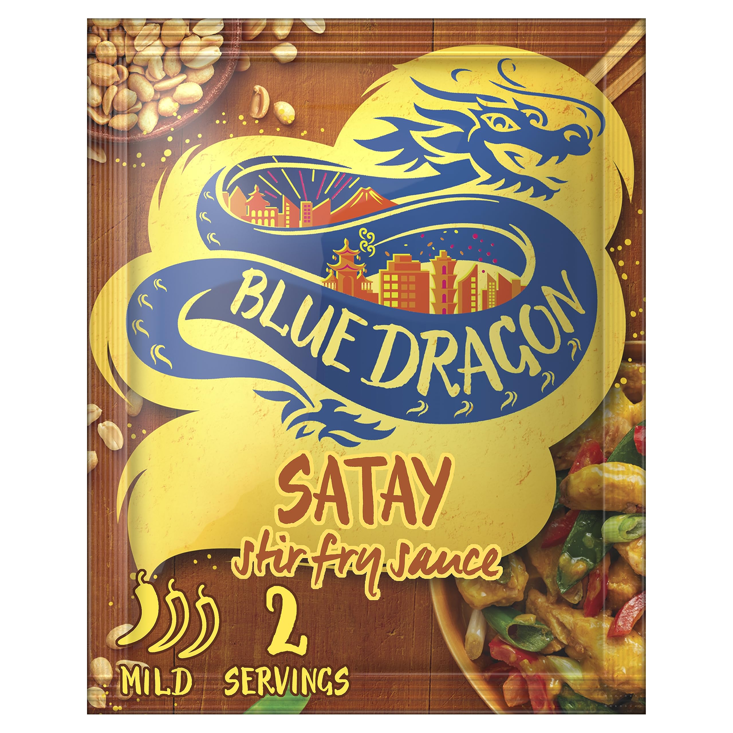 Blue Dragon Satay Stir Fry Sauce | Mild Spice | Serves 2 | Authentic Stir Fry Cooking Sauce