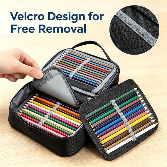 Large Pencil Case with Compartments, 72 Slots Multi-Layer Detachable Organizer Bag, Big Capacity Black Pen Storage for School, Office, Art Supplies, Coloring Pencils & Craft Tools