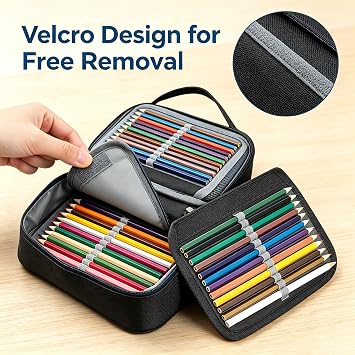 Large Pencil Case with Compartments, 72 Slots Multi-Layer Detachable Organizer Bag, Big Capacity Black Pen Storage for School, Office, Art Supplies, Coloring Pencils & Craft Tools